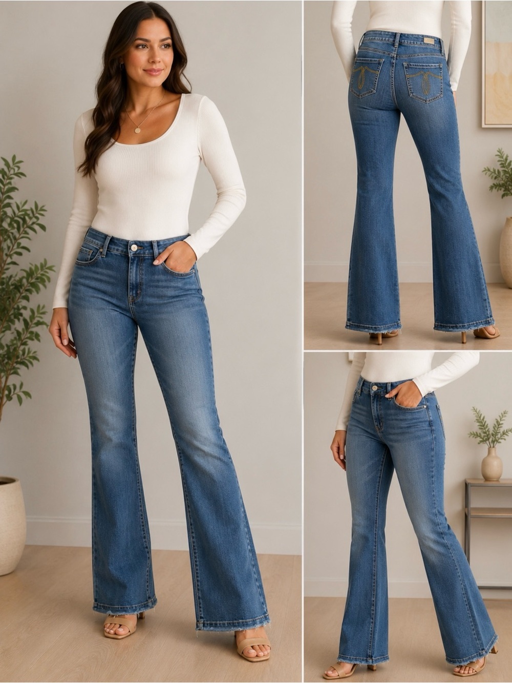 Seven7 Women’s Flare Jeans Medium Wash Stretch Denim Size 10